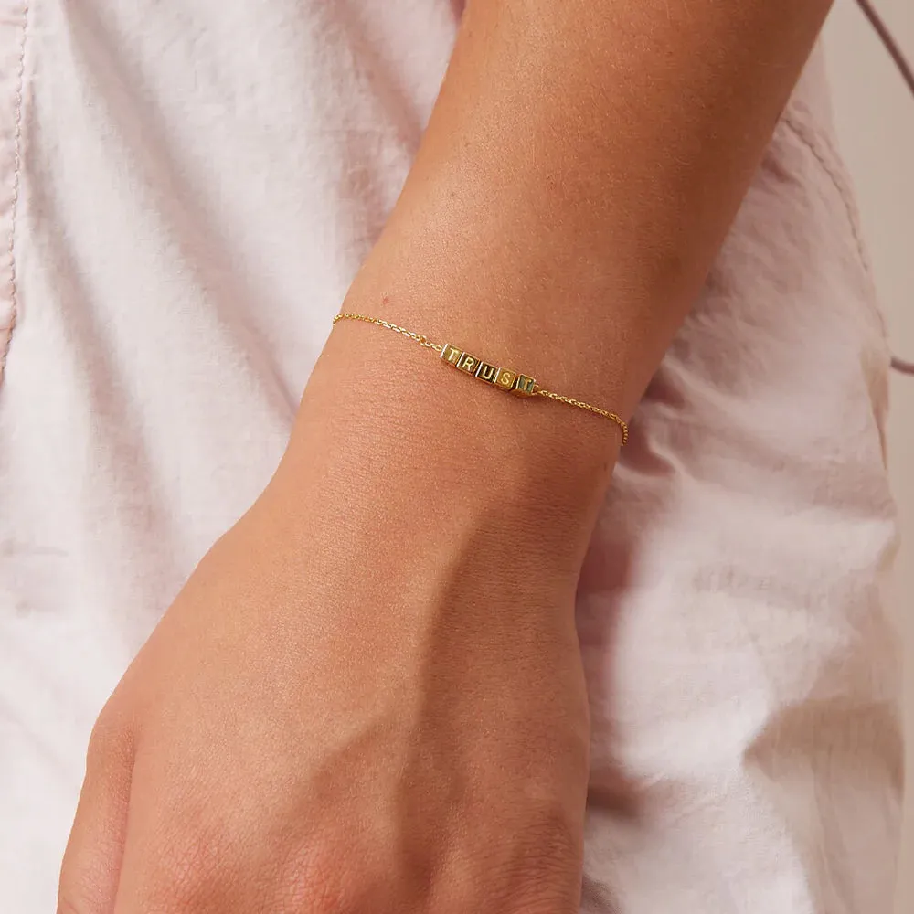 14k Tiny Words Trust Bracelet