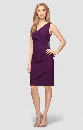 Compression Short Cocktail Dress with Ruffle Skirt & Beaded Detail at Hip