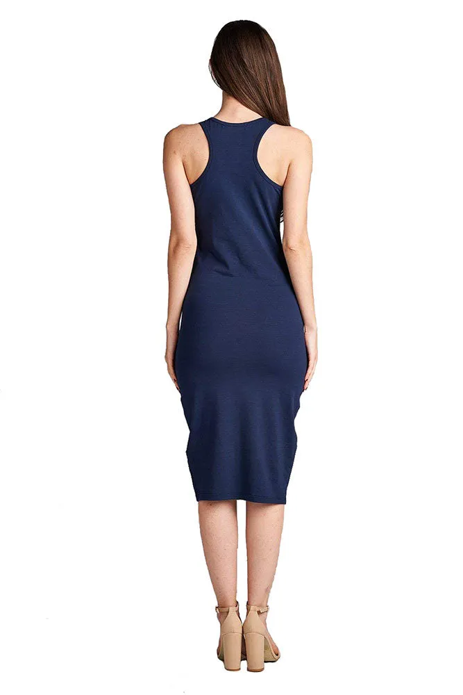 Cotton Bodycon Racerback Midi Dress