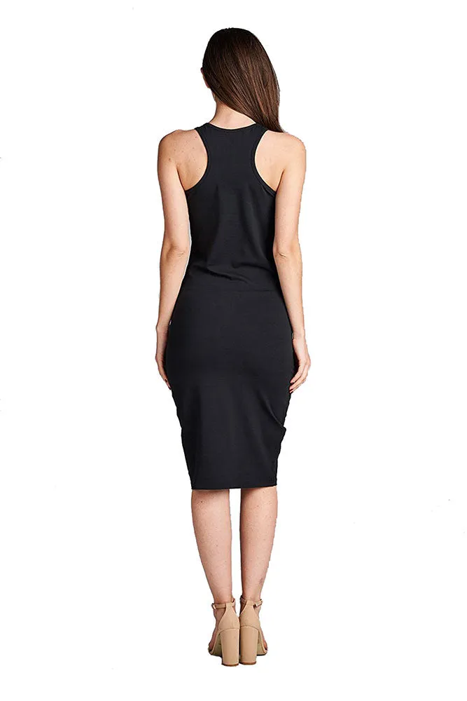 Cotton Bodycon Racerback Midi Dress