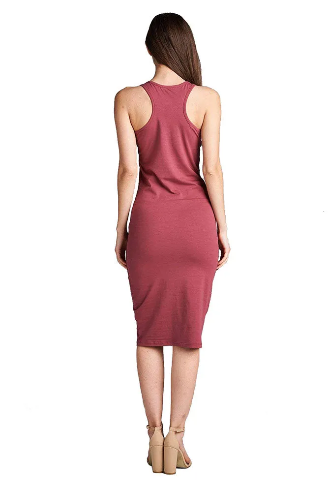 Cotton Bodycon Racerback Midi Dress