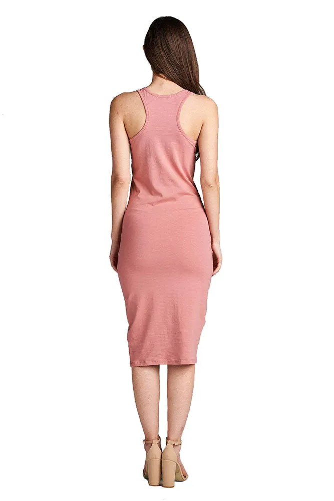 Cotton Bodycon Racerback Midi Dress