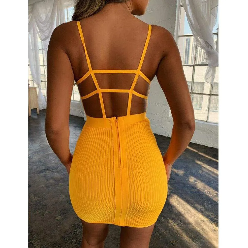FashionSierra - Women Sexy Summer Bandage Bodycon Strappy Dress Ladies Summer Boho Backless Stretchy Package Hip Slim Sundress