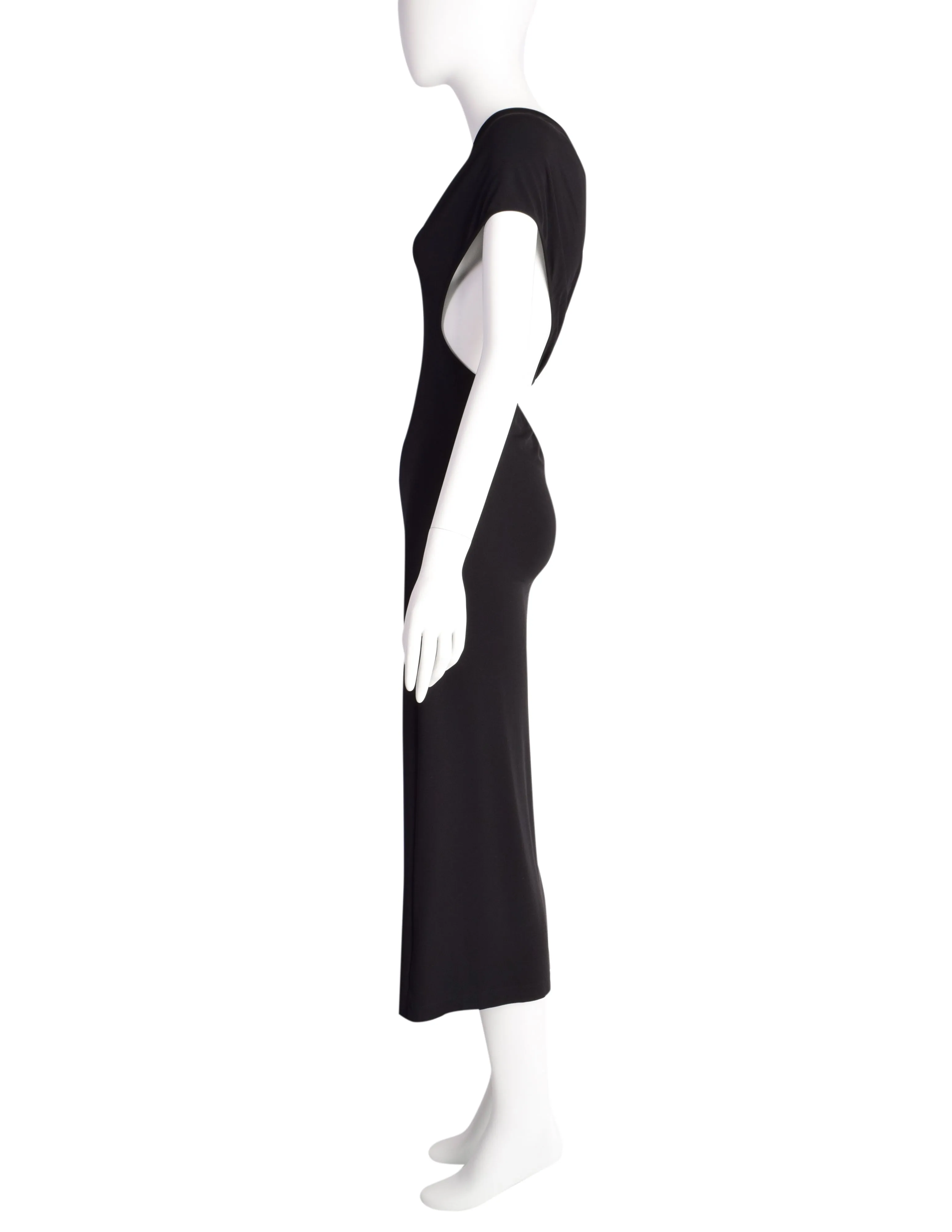 Gianfranco Ferre Vintage Black One Shoulder Ultra Sexy Cut Out Stretch Bodycon Dress
