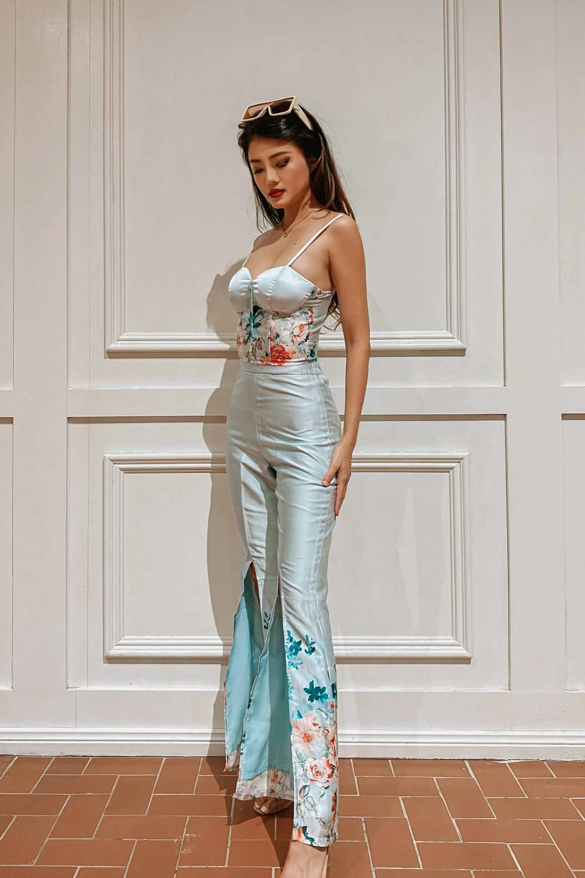 Harps Floral Corset in Mint Green