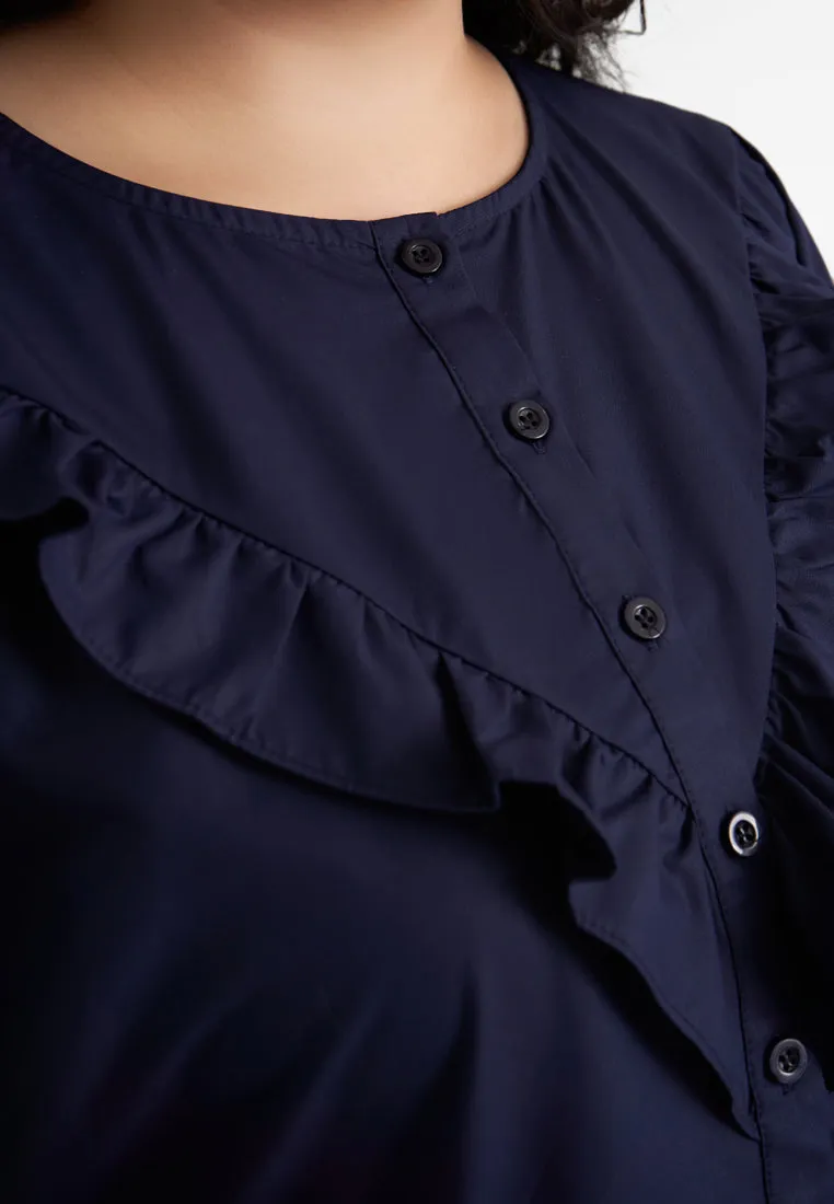 Heidy Frills Long Sleeves Button Dress