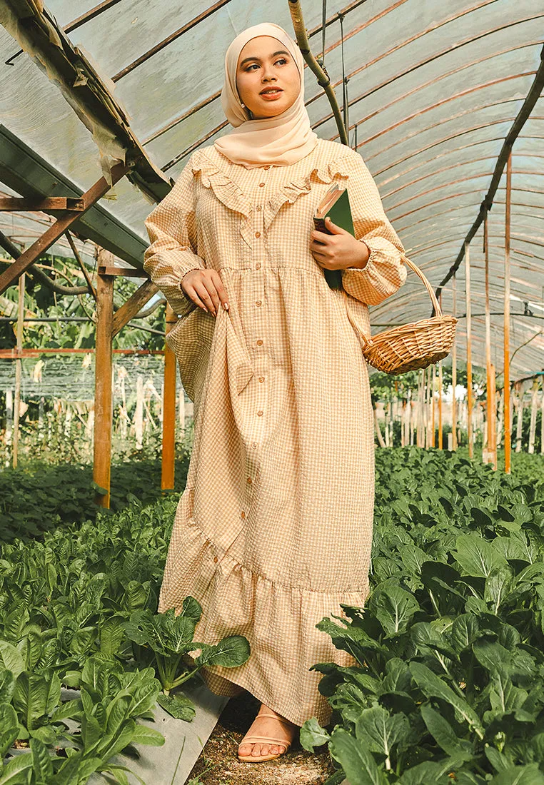 Heidy Frills Long Sleeves Button Dress