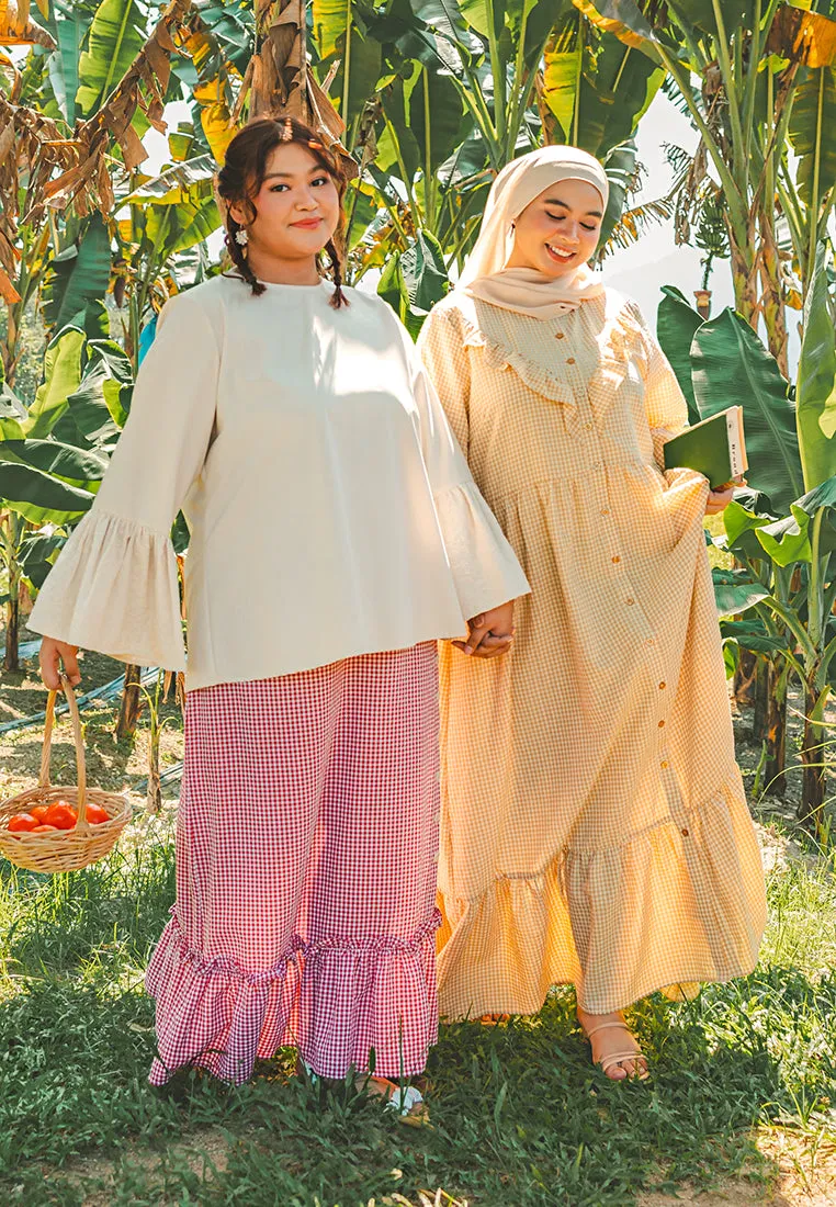 Heidy Frills Long Sleeves Button Dress