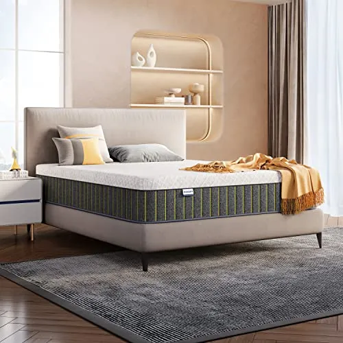 HOXURY Queen Mattress, 10 Inch Hybrid Mattress with Memory Foam and Individual Pocket Springs, CertiPUR-US Certified Medium Firm Breathable and Pressure Relief Queen Bed in a Box