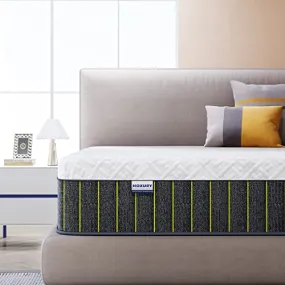 HOXURY Queen Mattress, 10 Inch Hybrid Mattress with Memory Foam and Individual Pocket Springs, CertiPUR-US Certified Medium Firm Breathable and Pressure Relief Queen Bed in a Box