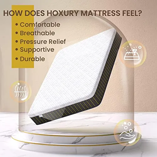 HOXURY Queen Mattress, 10 Inch Hybrid Mattress with Memory Foam and Individual Pocket Springs, CertiPUR-US Certified Medium Firm Breathable and Pressure Relief Queen Bed in a Box