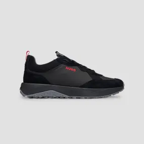 Hugo Boss Trainers in Black Suede and Canvas