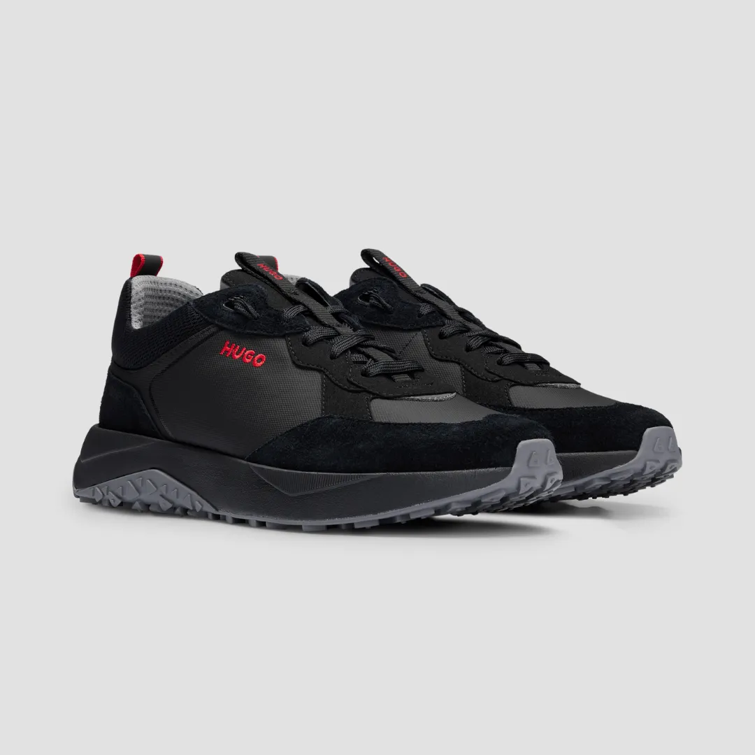 Hugo Boss Trainers in Black Suede and Canvas