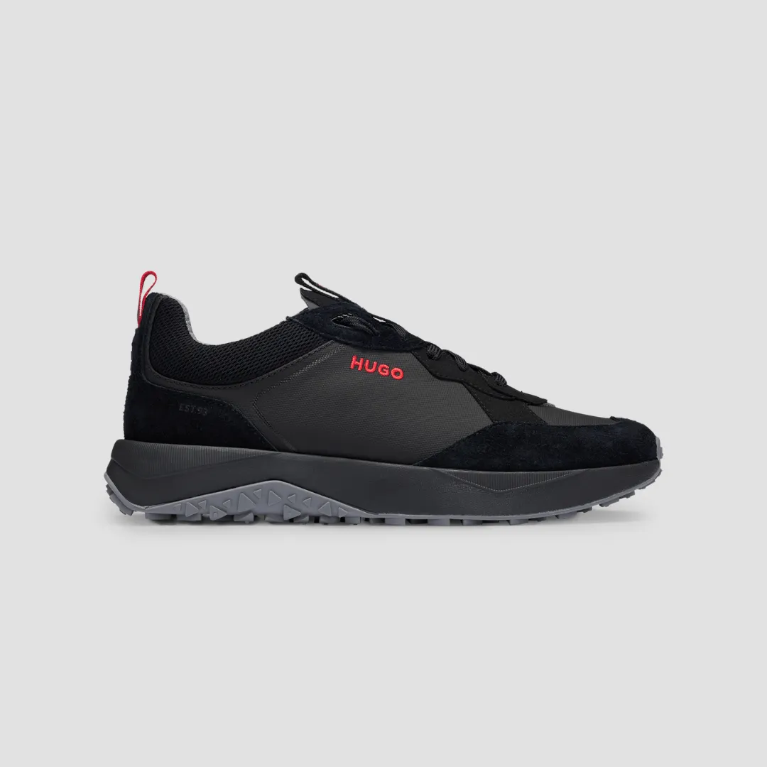 Hugo Boss Trainers in Black Suede and Canvas