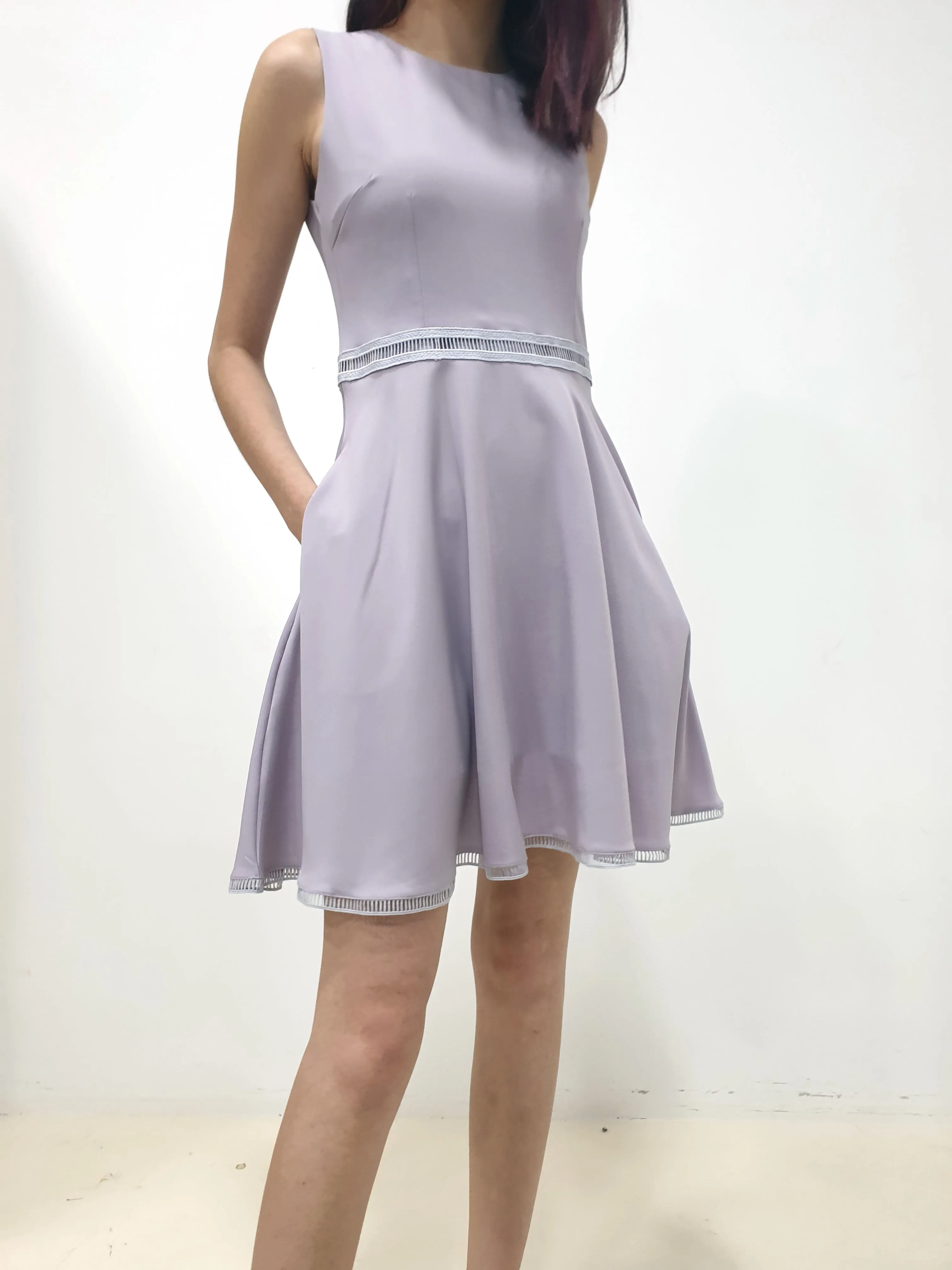 Ladder Lace Dress - Lilac Grey (Non-returnable)