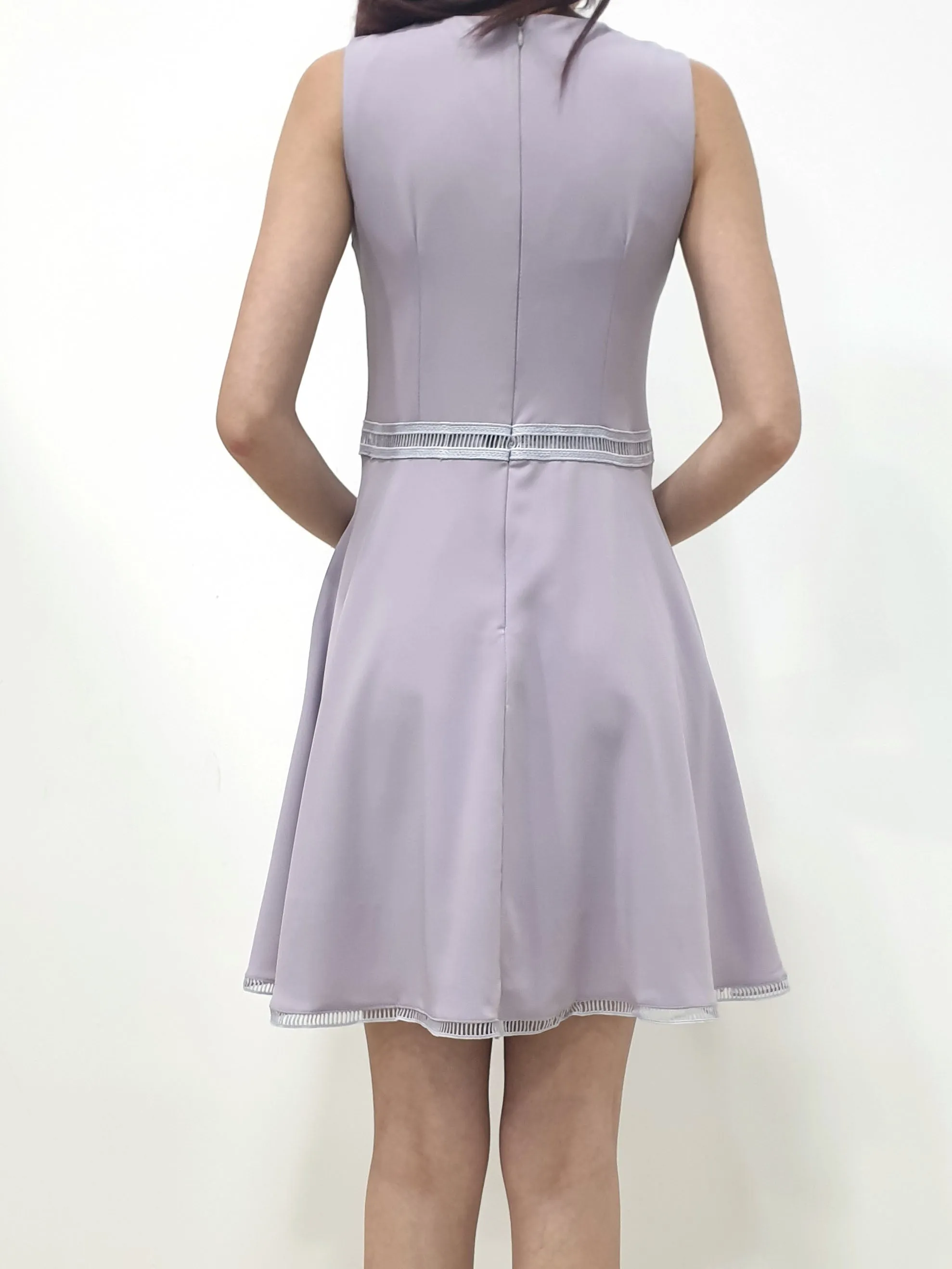 Ladder Lace Dress - Lilac Grey (Non-returnable)
