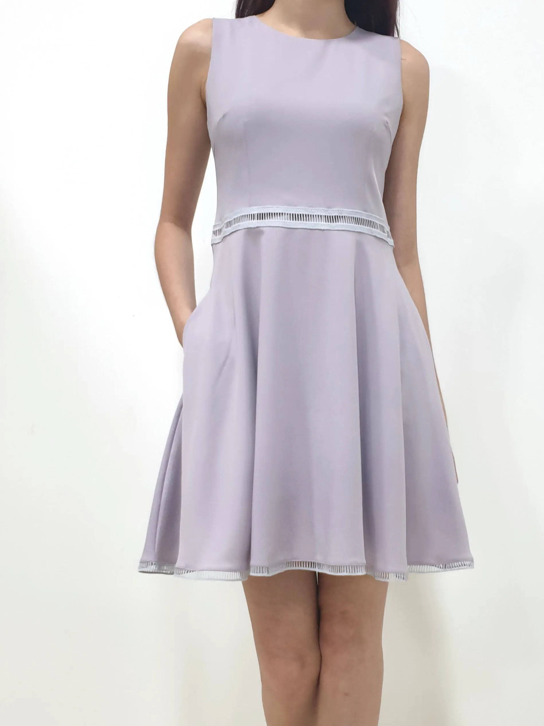Ladder Lace Dress - Lilac Grey (Non-returnable)