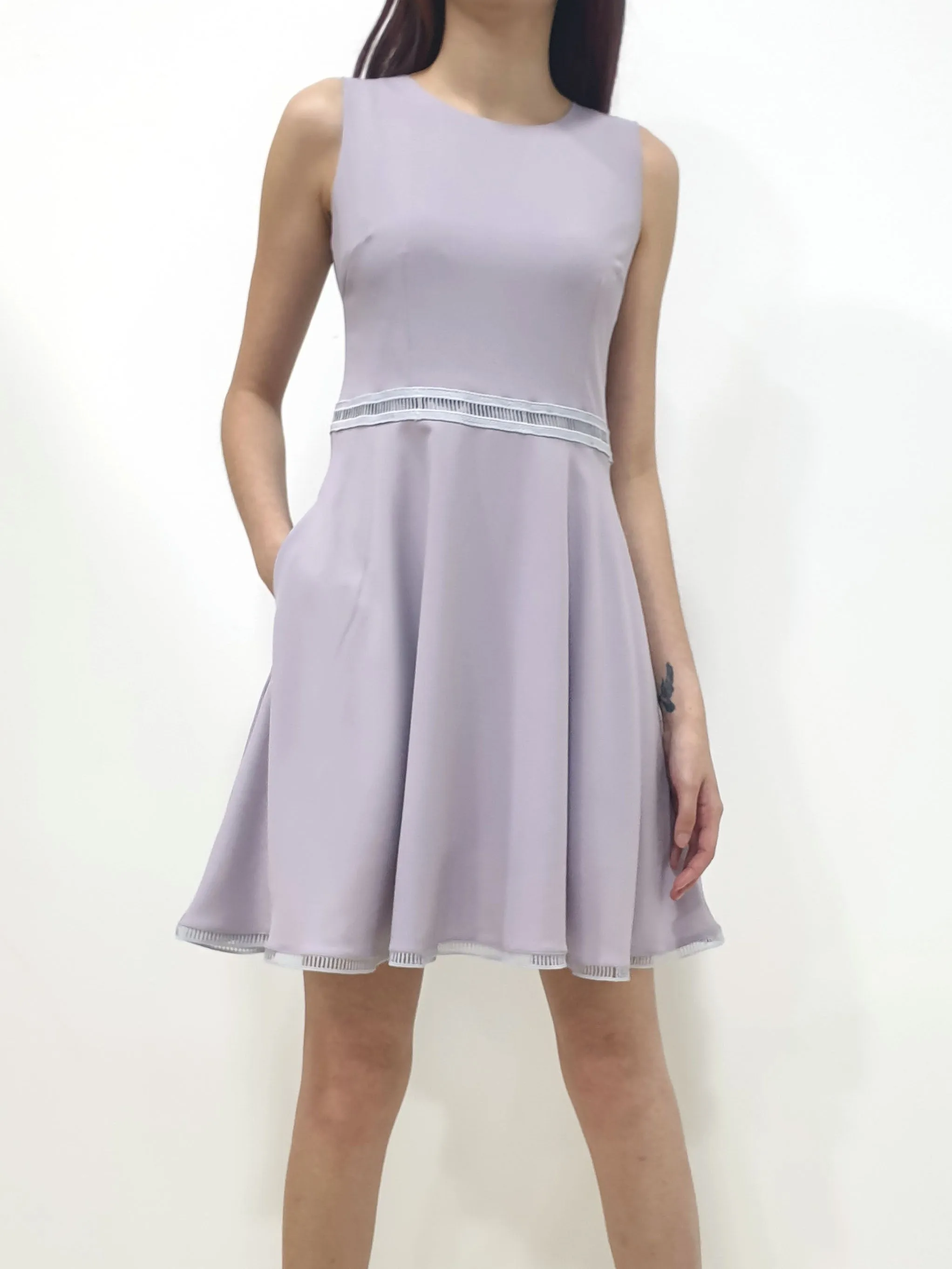 Ladder Lace Dress - Lilac Grey (Non-returnable)
