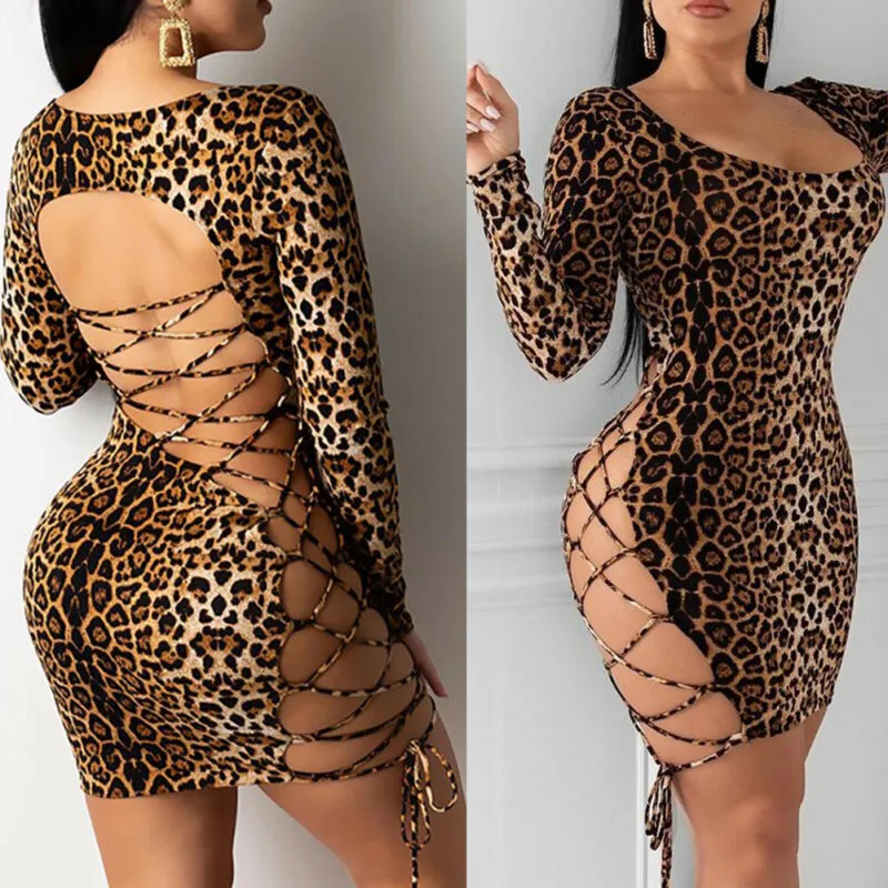 Leopard Bandage Bodycon Mini Dress