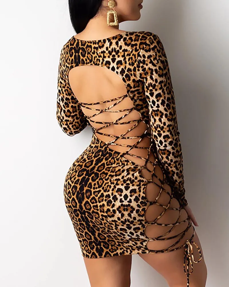 Leopard Bandage Bodycon Mini Dress