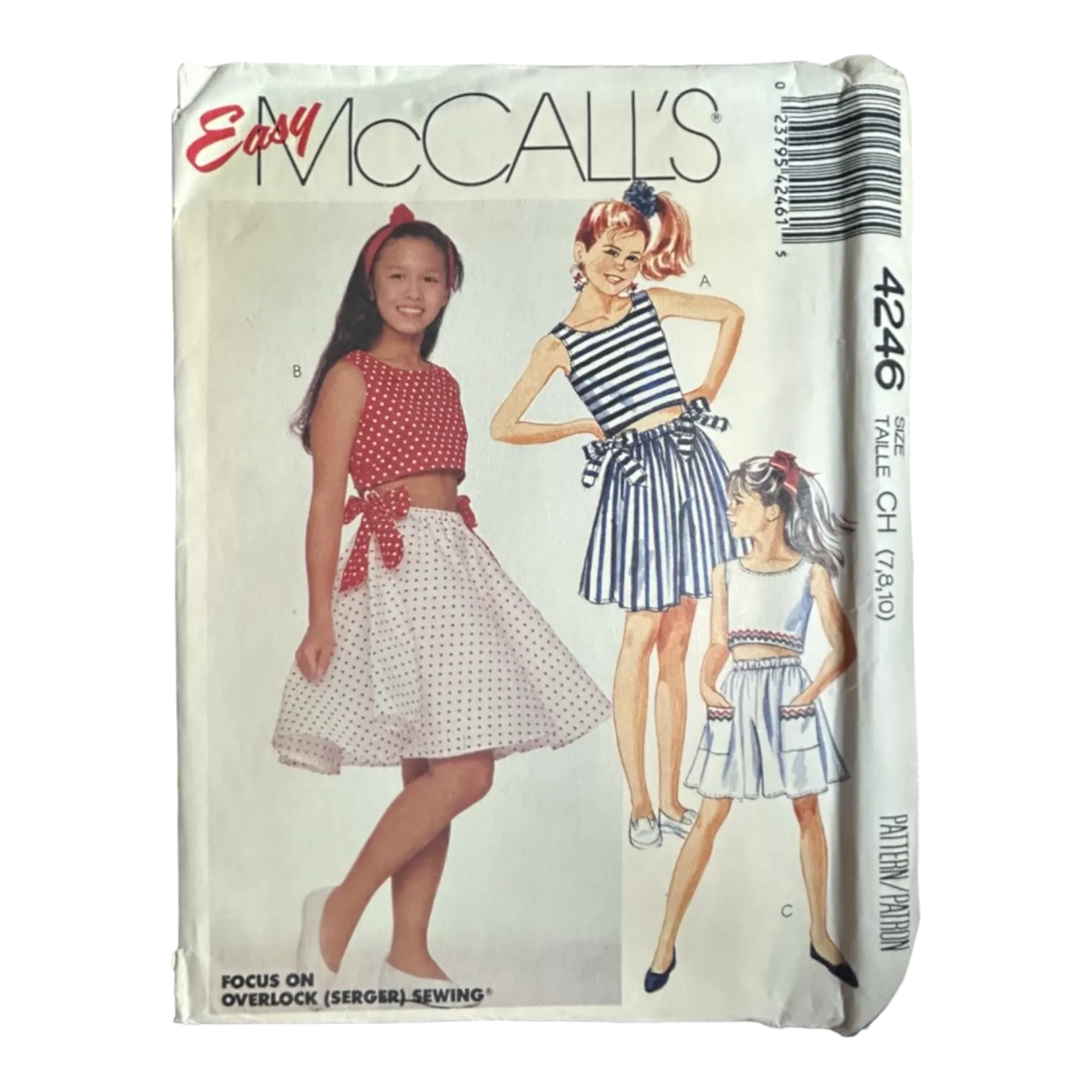 McCall's 4246 Girls' Two Piece Dress (Top, Skirt, Culottes) Pattern - Size 7-8-10