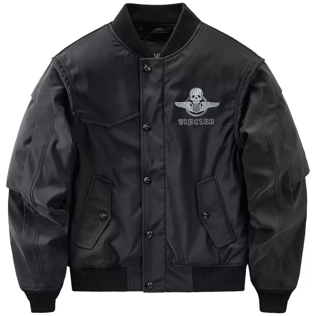 Men's Functional Embroidered Flight Jacket – Stylish Loose Fit Jacket