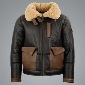 Men's Sheepskin Chocolate Black Bomber Jacket