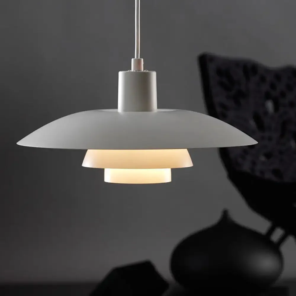 Nordic 3-Layer Shade Pendant Lamp: White Ceiling Light for Sitting Room