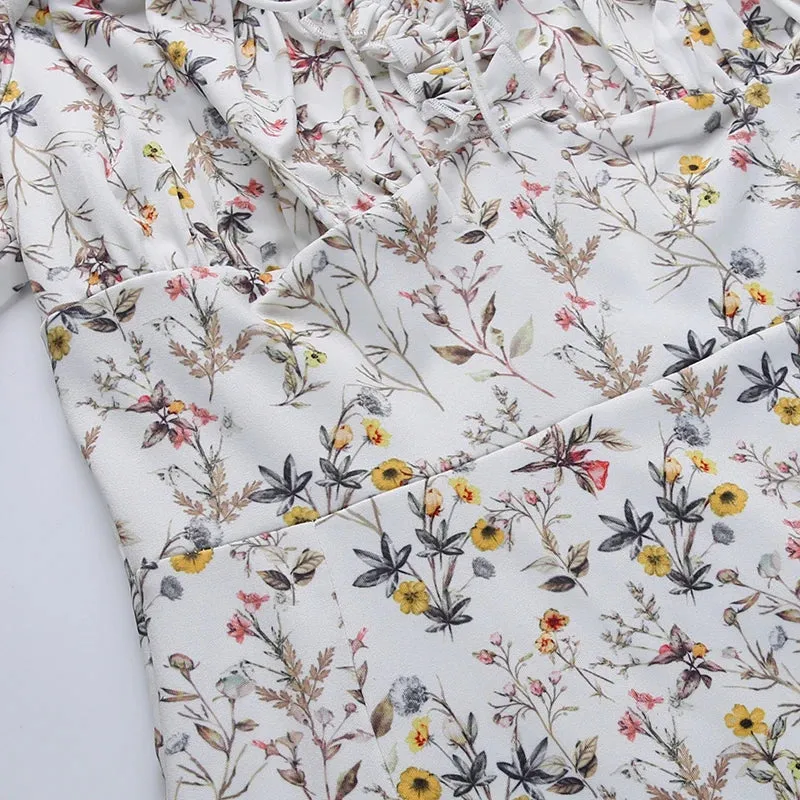 Off Shoulder Flower Print Sexy Dress For Women High Split Elegant Long Dresses Backless Bodycon Summer Dress Vestidos