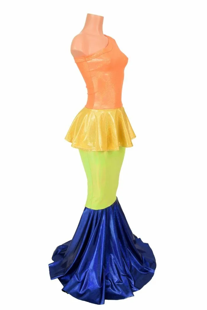 Rainbow Color Block Gown