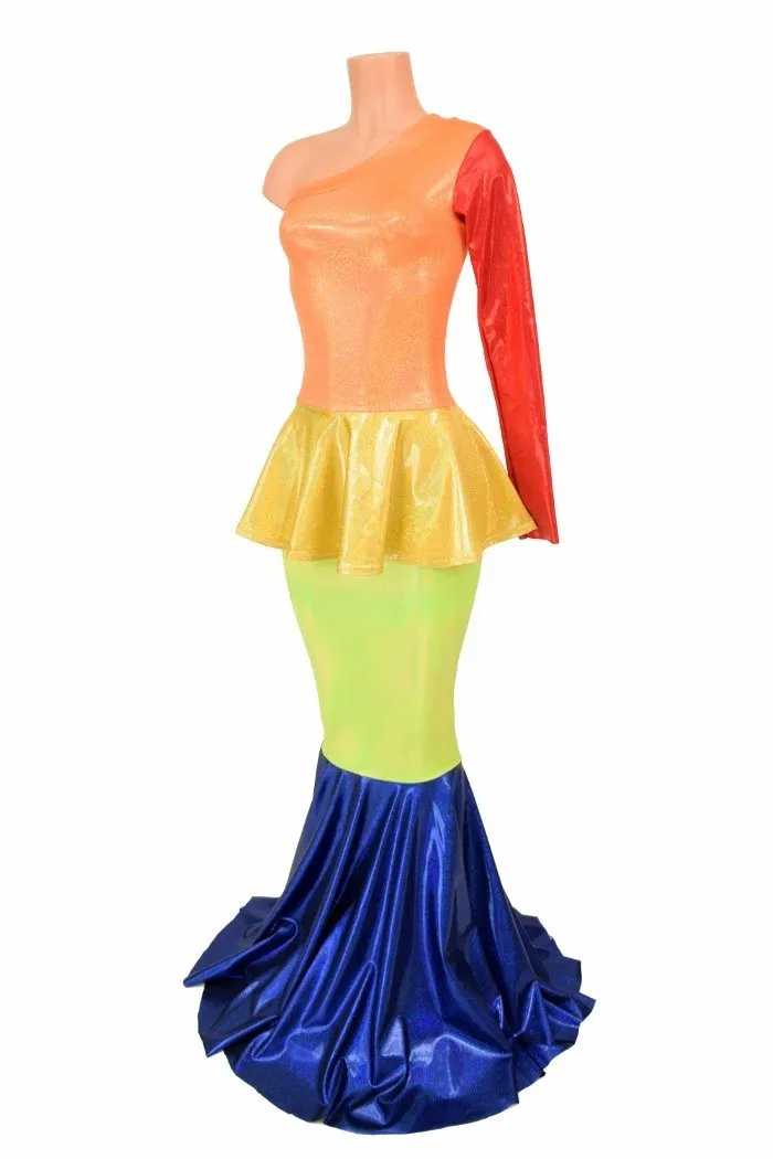 Rainbow Color Block Gown