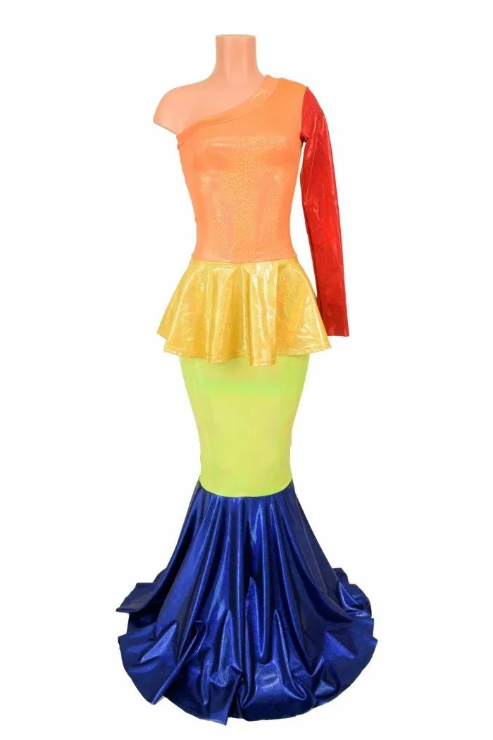 Rainbow Color Block Gown