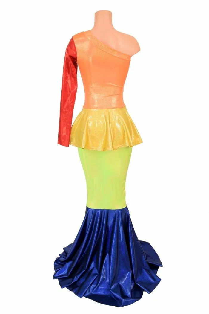 Rainbow Color Block Gown