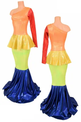 Rainbow Color Block Gown