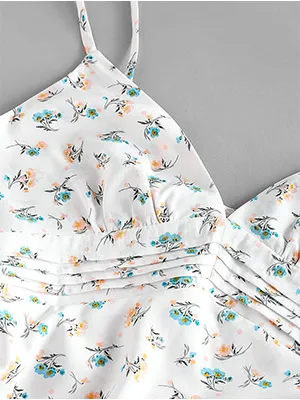 Ruffled Pleated Floral Dress