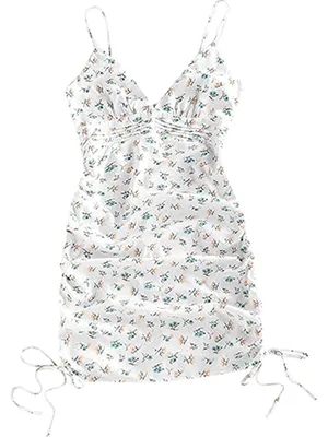 Ruffled Pleated Floral Dress