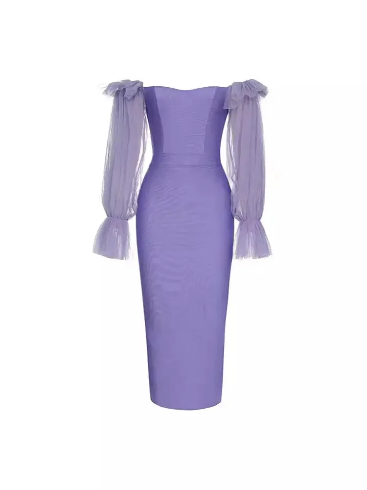 Sexy Off-Shoulder Mesh Sleeve Dress