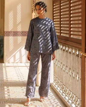Steel Blue Chinoiserie Co-Ord Set