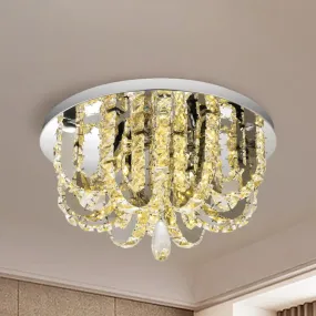 U-Shape Crystal LED Flush Mount Ceiling Light in Stainless-Steel - Simplicity at its Finest