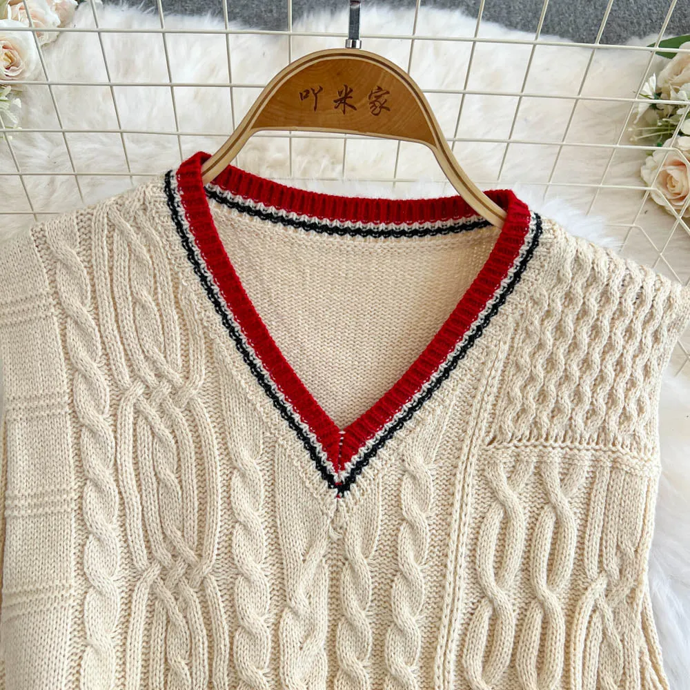 Uniform Style Color-blocking Knitted Dress
