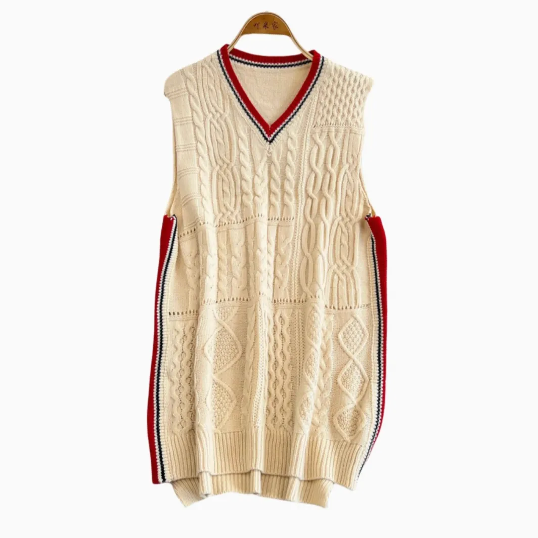 Uniform Style Color-blocking Knitted Dress